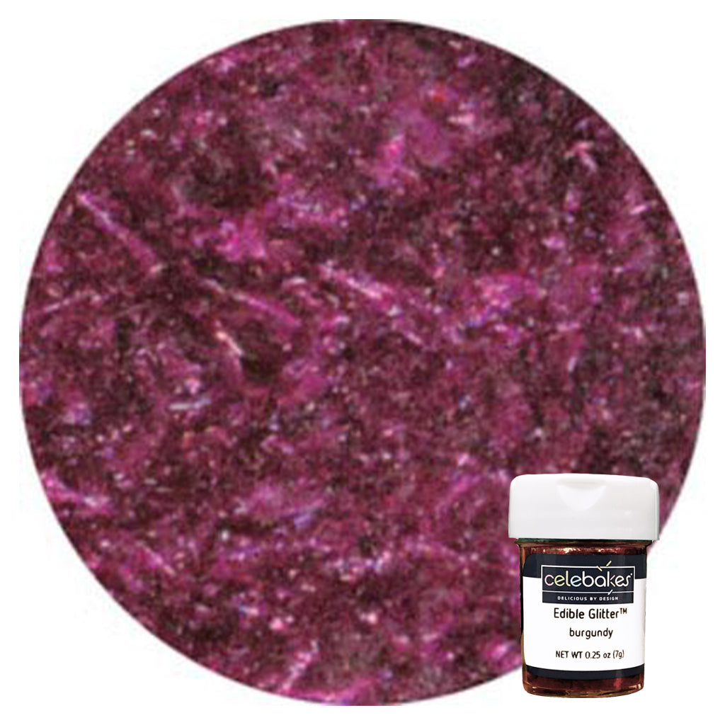 Celebakes Burgundy Edible Glitter, .25 oz - Papagino Foods Inc.