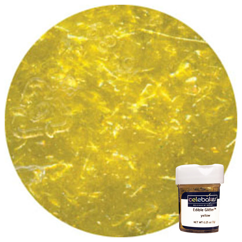 Celebakes Yellow Edible Glitter, .25 oz Product #7500-78600Y - Papagino Foods Inc.