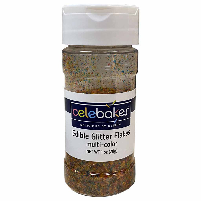 Celebakes Multi Edible Glitter Flakes, 1 oz