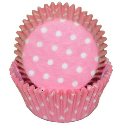 LIGHT PINK POLKA DOT BAKING CUPS /500 Product #85-31708 - Papagino Foods Inc.