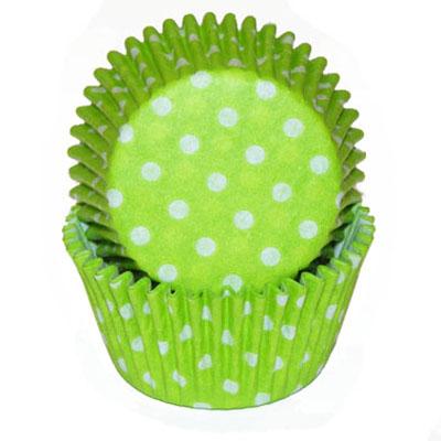LIME GREEN POLKA DOT BAKING CUPS /500 Product #85-31758 - Papagino Foods Inc.