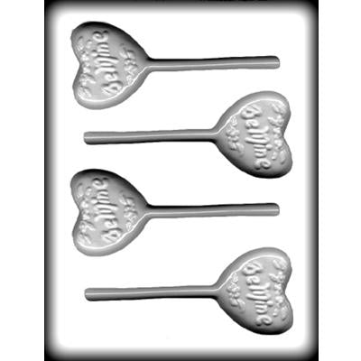 Heart / Be Mine Sucker Hard Candy Mold # 8H-1242 - Papagino Foods Inc.