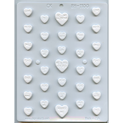 Heart Messages 1"  Hard Candy Mold # 8H-1100 - Papagino Foods Inc.
