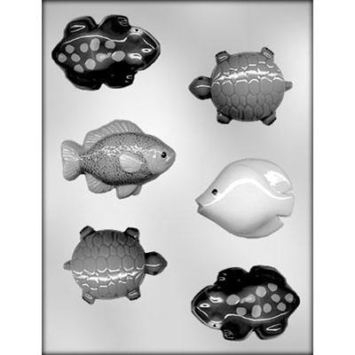FISH , FROGS & TURTLES CHOCOLATE MOLD Product #90-12899 - Papagino Foods Inc.