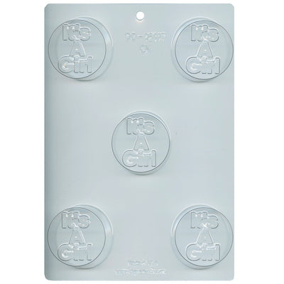 It's A Girl Round Sandwich Cookie Chocolate Mold #90-16117 - Papagino Foods Inc.