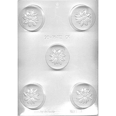 Poinsettia Round Sandwich Cookie Chocolate Mold # 90-16412 - Papagino Foods Inc.