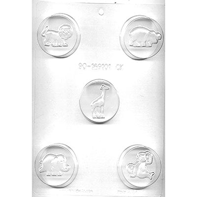 Zoo Animals Round Sandwich Cookie Chocolate Mold # 90-169101 - Papagino Foods Inc.