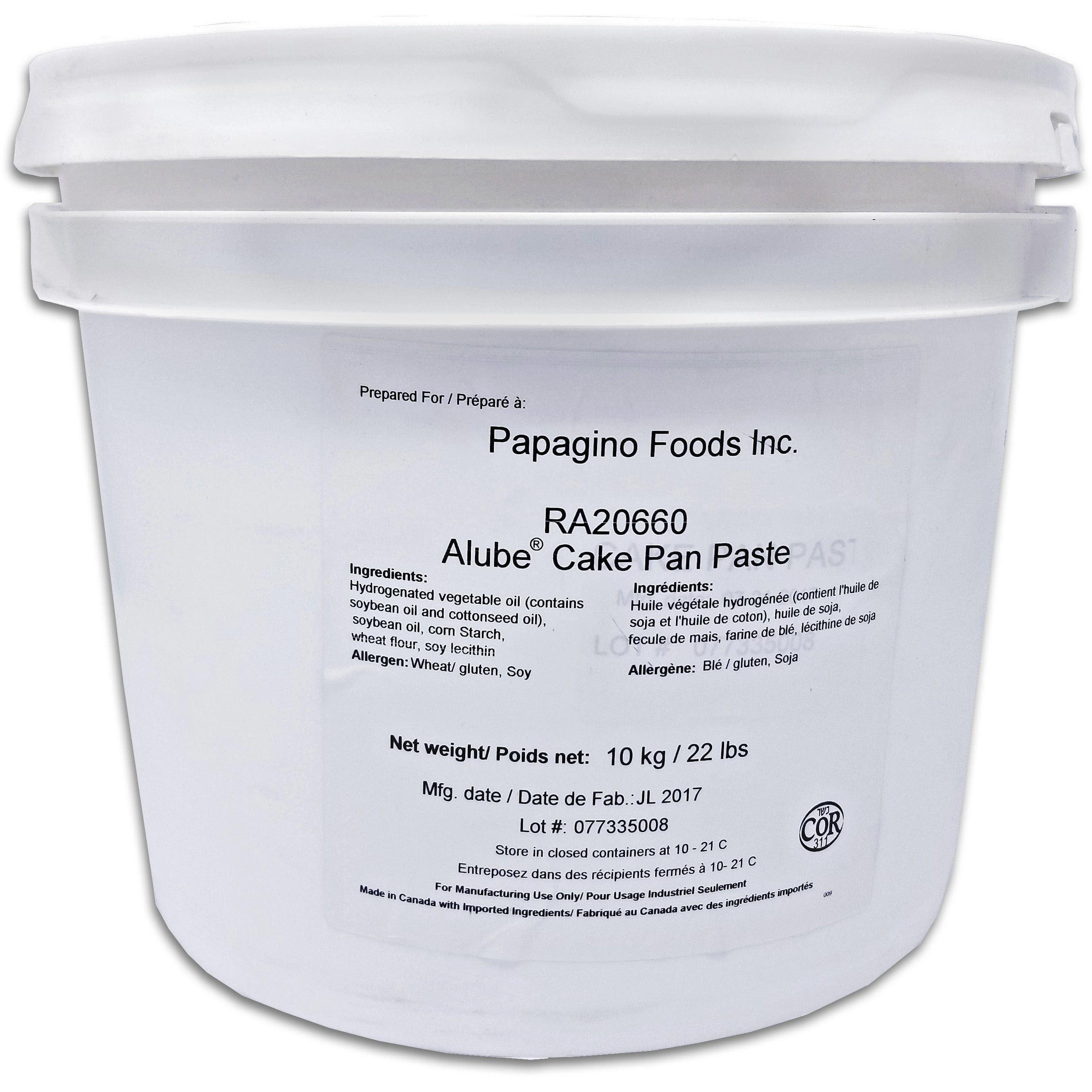 Cake Pan Grease  10 kg - Papagino Foods Inc.