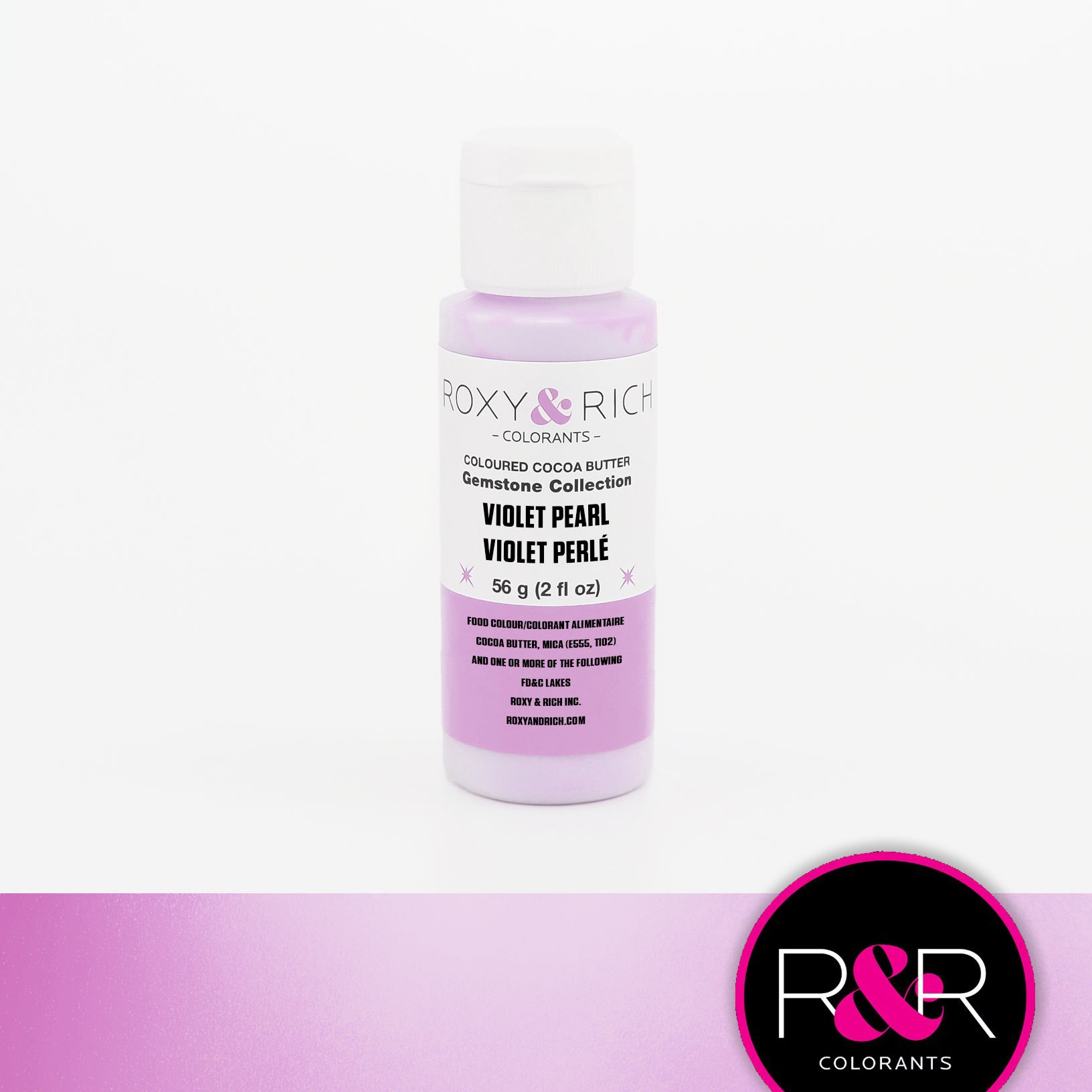 Roxy & Rich Pearl Gemstone Cocoa Butter Violet Pearl (#BP2-005) - 2 OZ - Papagino Foods Inc.