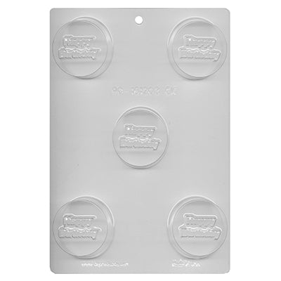 Happy Birthday Round Sandwich Cookie Chocolate Mold #90-161203 - Papagino Foods Inc.
