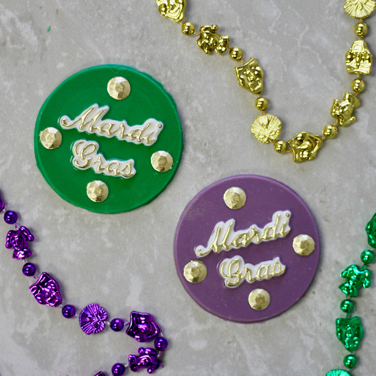 Mardi Gras Medallion 2½" Chocolate Mold # 90-14784 - Papagino Foods Inc.
