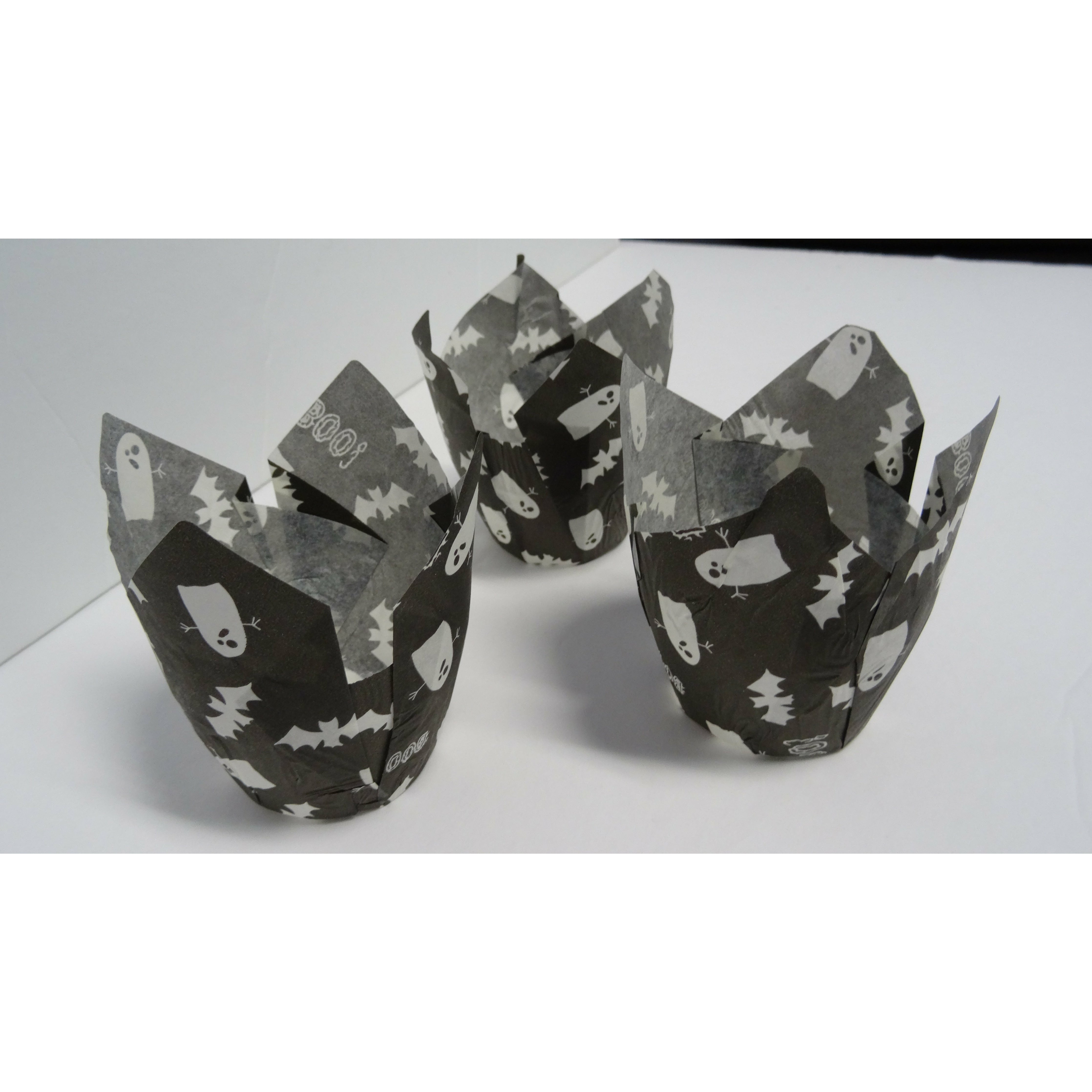 Halloween Black Tulip Cupcake Insert (160mm x 160mm) x100pcs - Papagino Foods Inc.