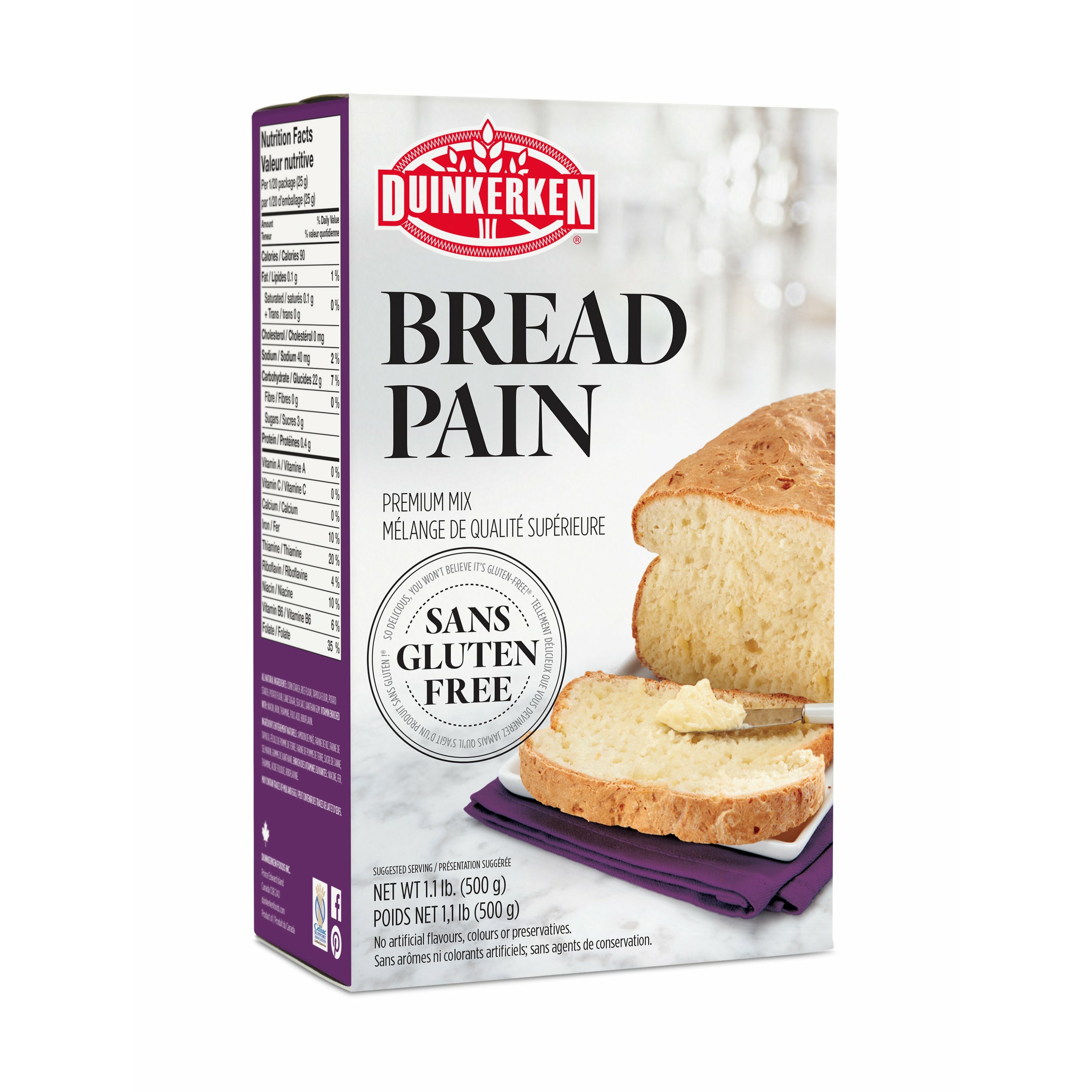Duinkerken Gluten Free White Bread Mix 500 grams - Papagino Foods Inc.