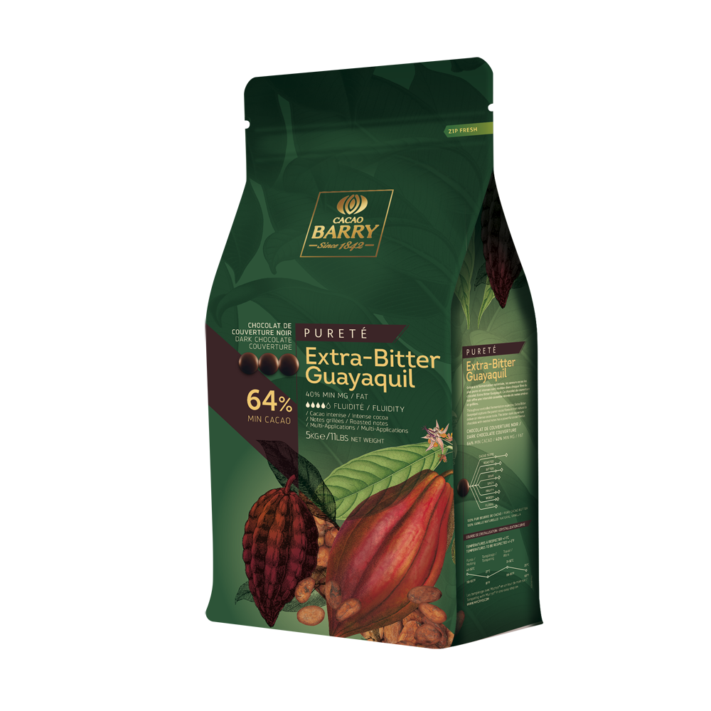 Cocoa Barry Extra Bitter Guayaquil Semi Sweet Pistoles 64% - Papagino Foods Inc.