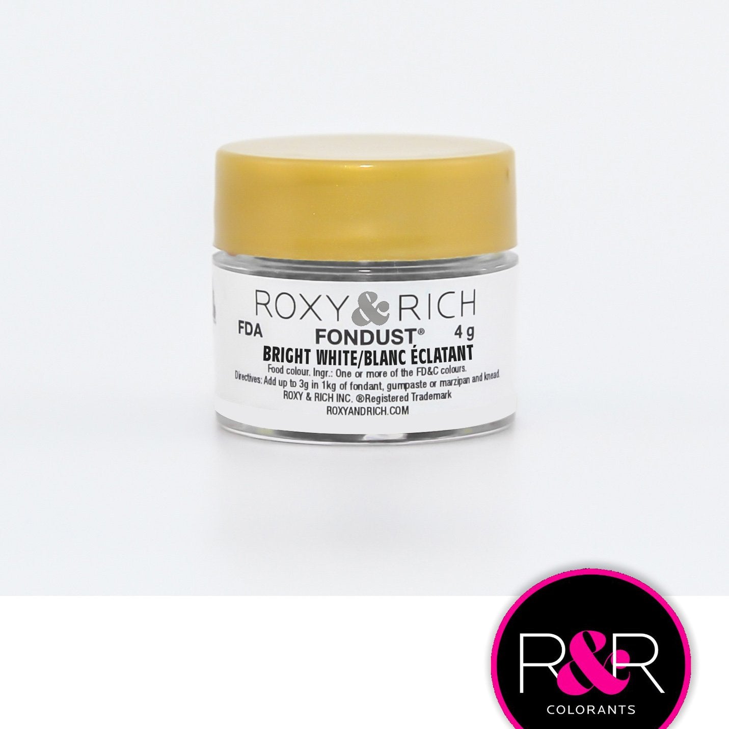 Roxy & Rich Bright White Fondust  (# F15-001) 12 G - Papagino Foods Inc.