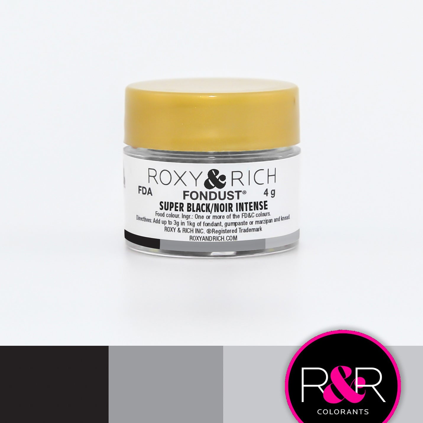 Roxy & Rich Super Black Fondust  (# F4-002) 4 G - Papagino Foods Inc.