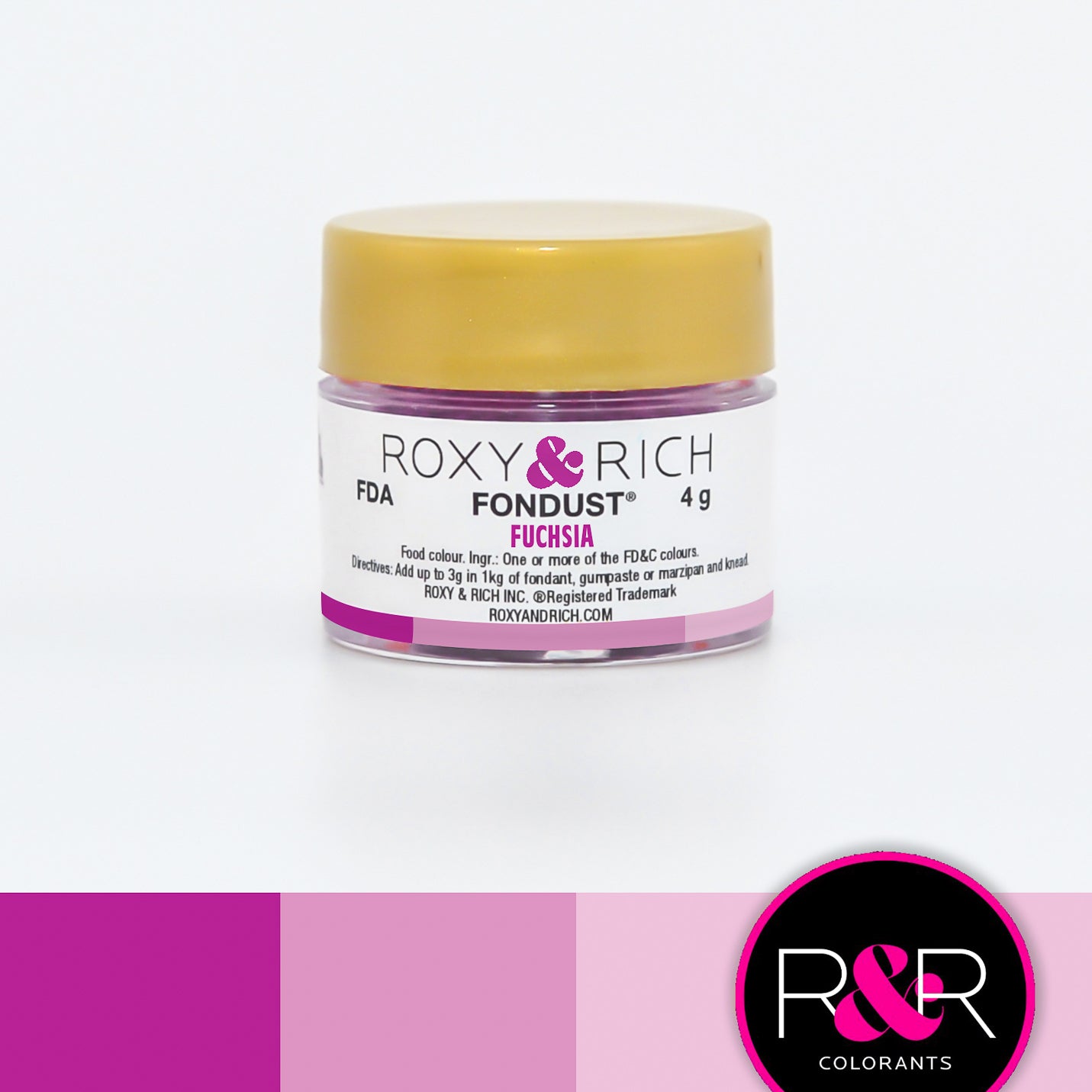 Roxy & Rich Fuchsia Fondust Colors (# F4-019) 4 g **BBD Nov 2024** - Papagino Foods Inc.