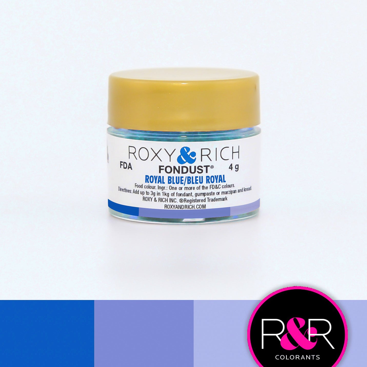 Roxy & Rich Royal Blue Fondust  (# F4-023) 4 G - Papagino Foods Inc.