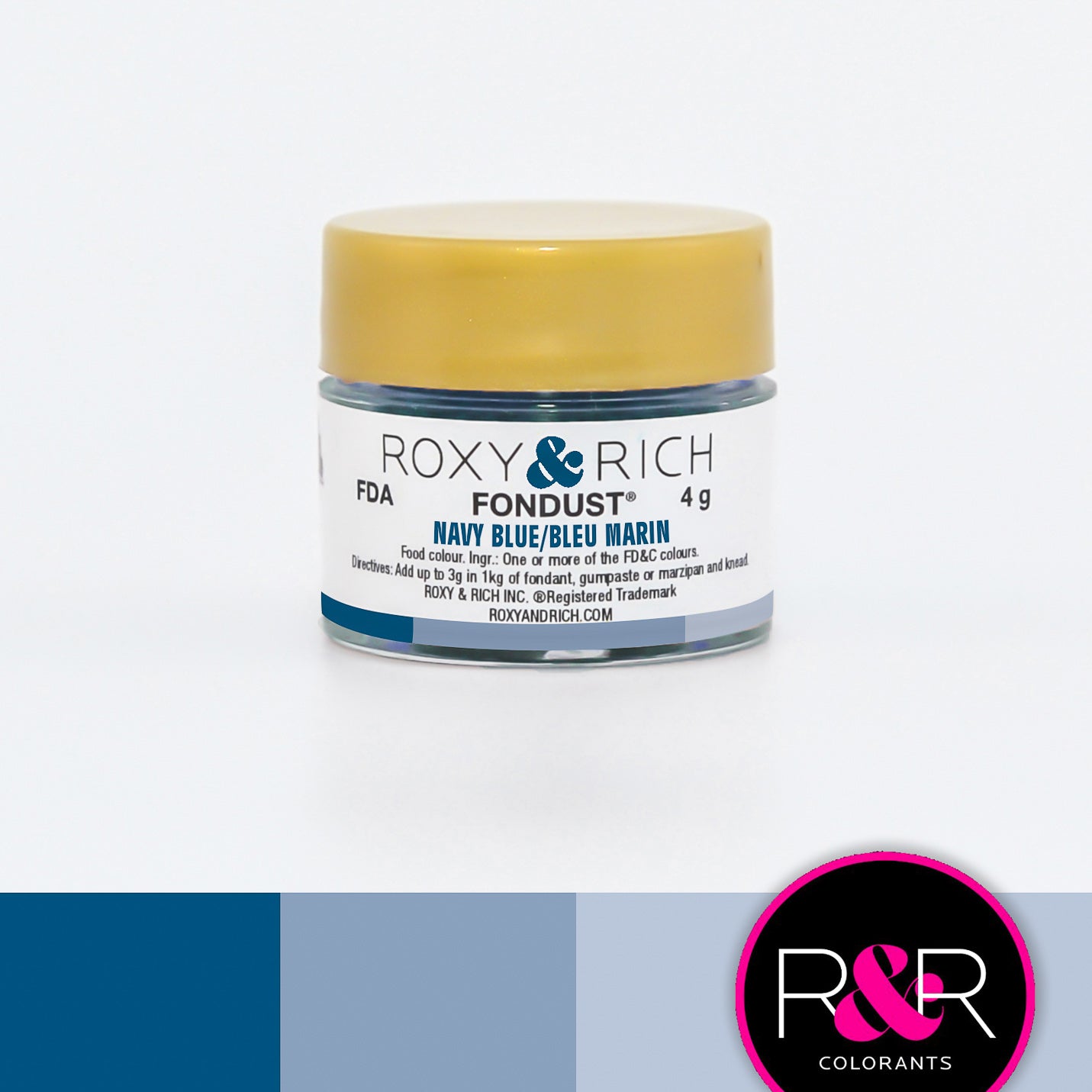 Roxy & Rich Navy Blue Fondust  (# F4-025) 4 G - Papagino Foods Inc.