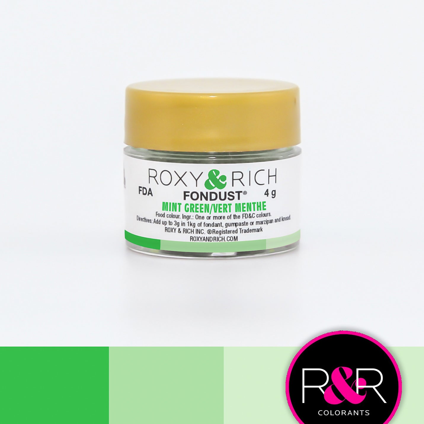 Roxy & Rich Mint Green Fondust  (# F4-027) 4 G - Papagino Foods Inc.