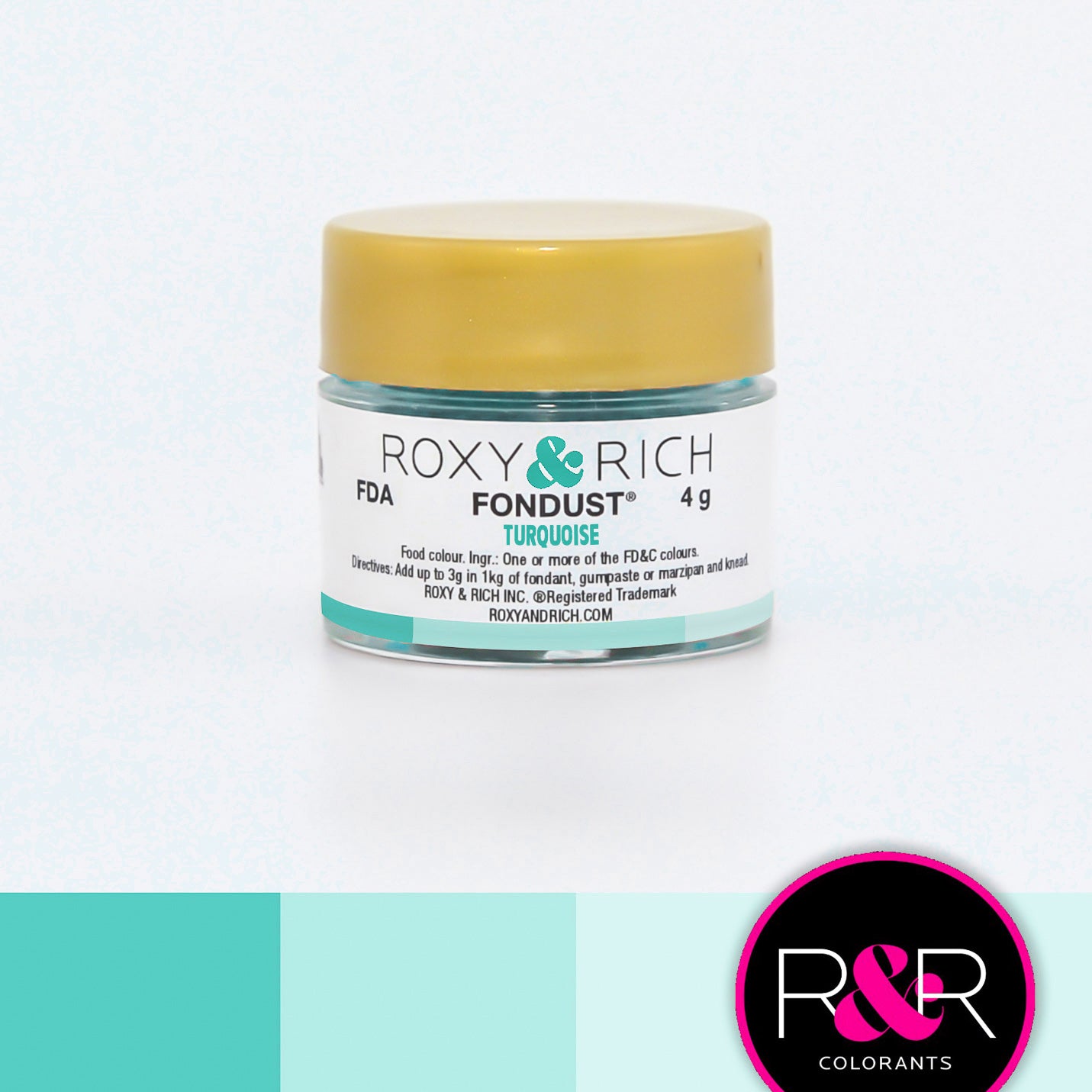 Roxy & Rich Turquoise Fondust  (# F4-031) 4 G - Papagino Foods Inc.