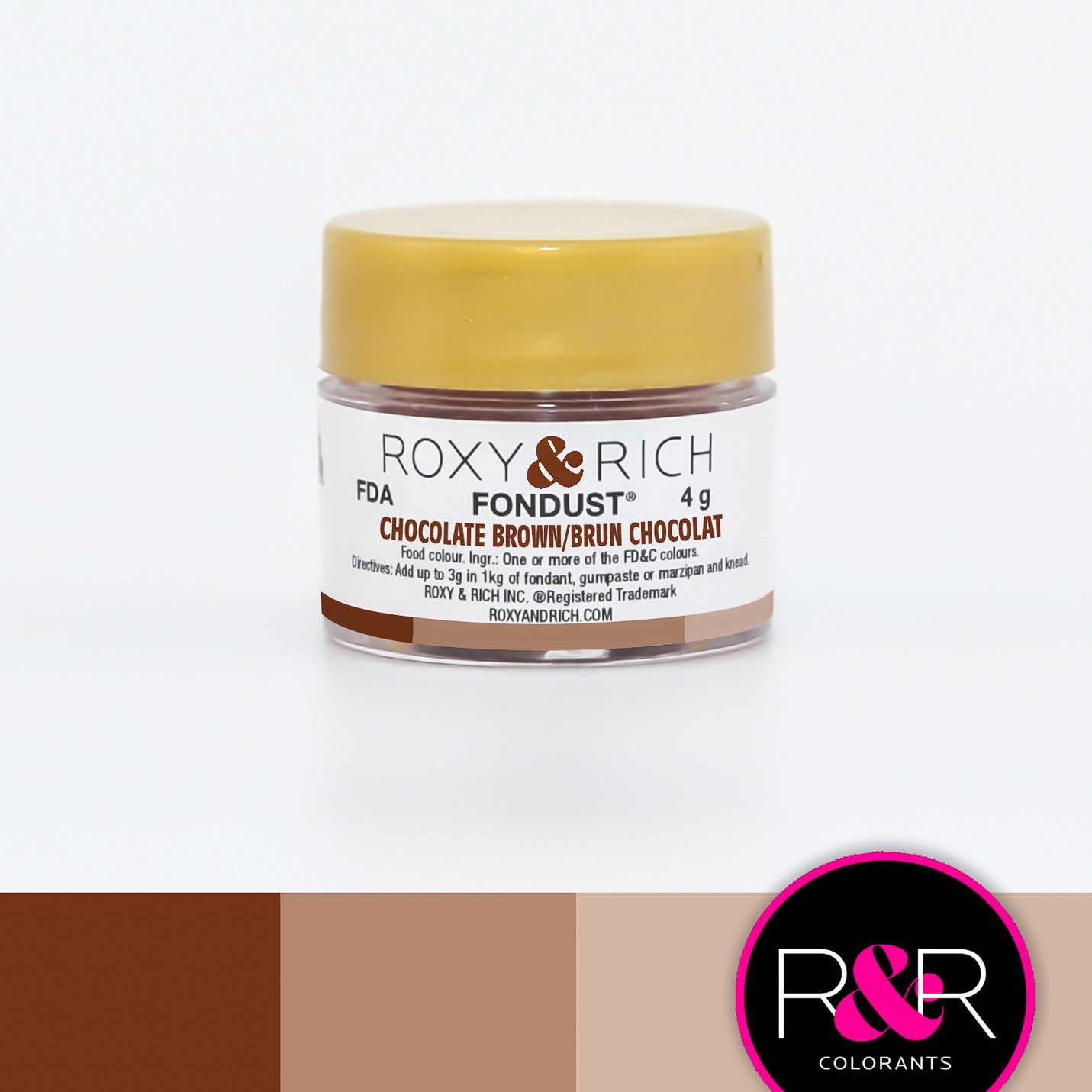 Roxy & Rich Chocolate Brown Fondust  (# F4-035) 4 G - Papagino Foods Inc.