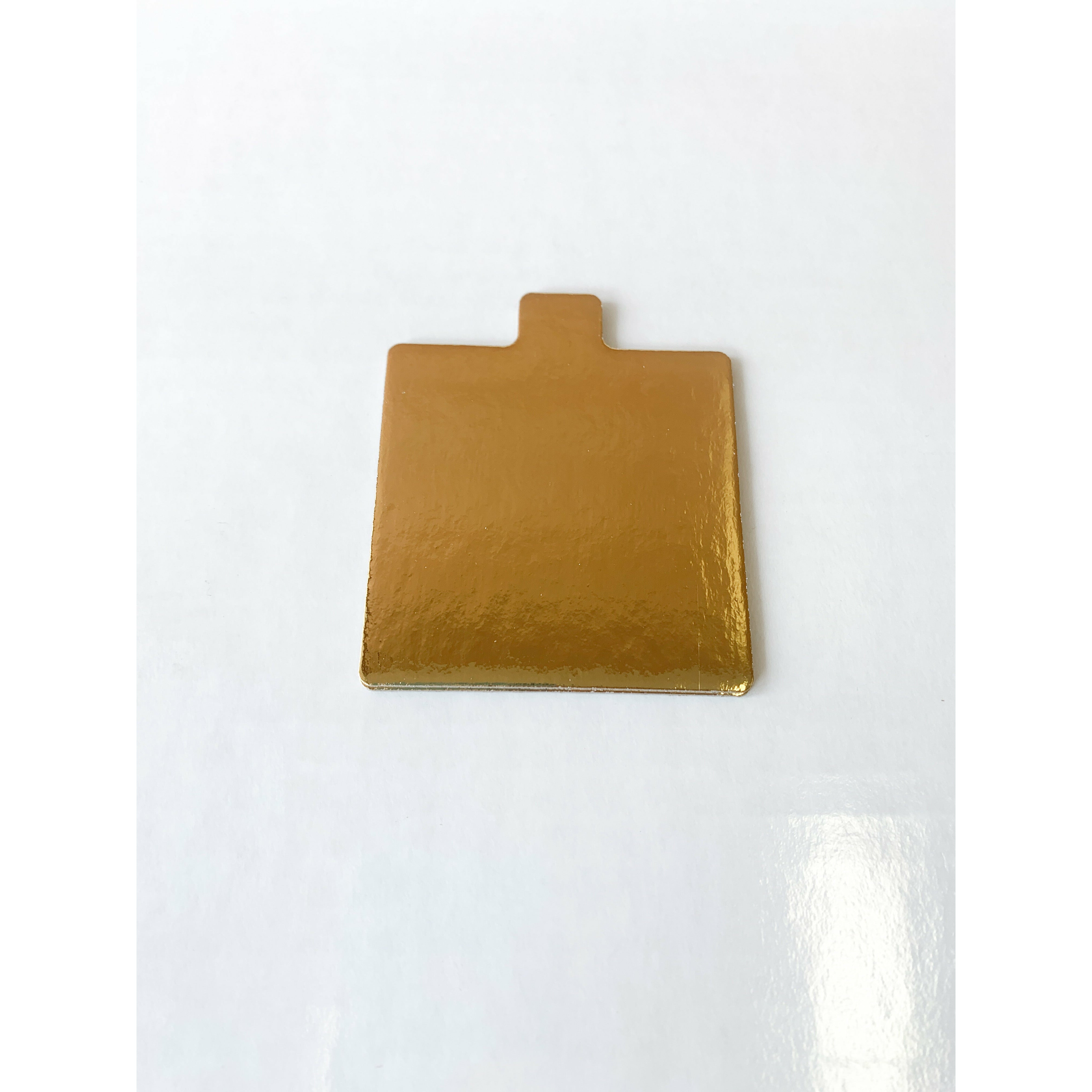 Single Serve Portion Gold Pastry Boards Rectangle with Tab 2 3/4 x 3 x .045 (500 Pieces) - Papagino Foods Inc.