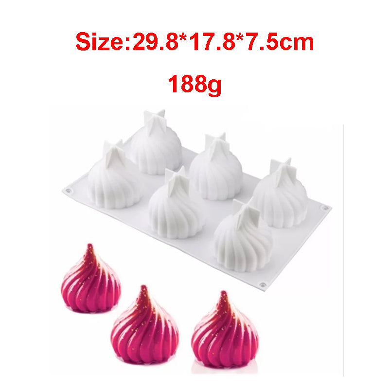 Small Swirl With Pointy Top 3D Silicone Chocolate, Cookie & Dessert Mold - Papagino Foods Inc.