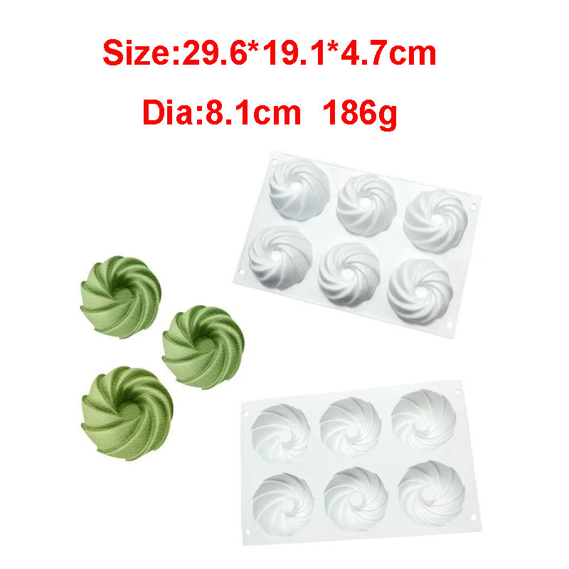 Small Swirl With Cavity on Top 3D Silicone Chocolate, Cookie & Dessert Mold - Papagino Foods Inc.