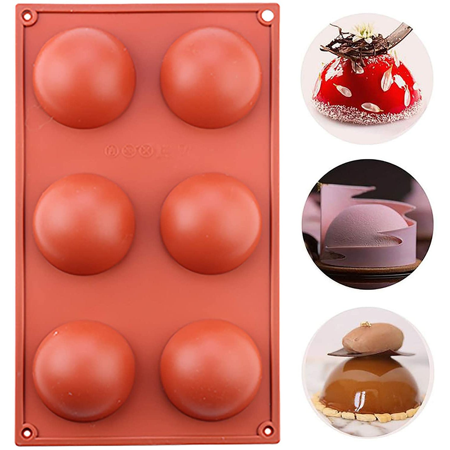 Sphere 3D of 6.5 cm in Diameter with THANKYOU and Thanks stamp  6 Cavities  Silicone Chocolate, Cookie & Dessert Mold - Papagino Foods Inc.