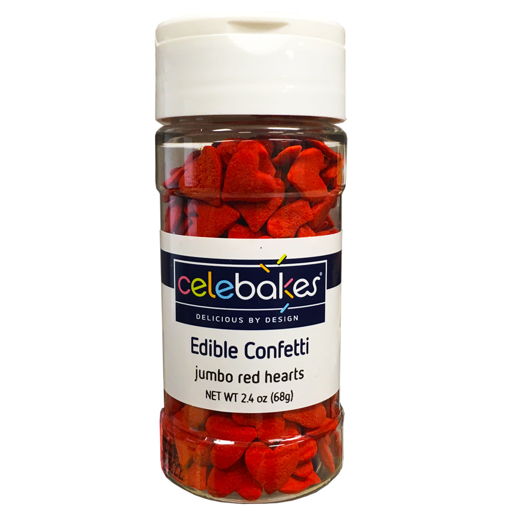 Jumbo Red Heart Edible Confetti, 2.4 oz (68.0 g) - Papagino Foods Inc.