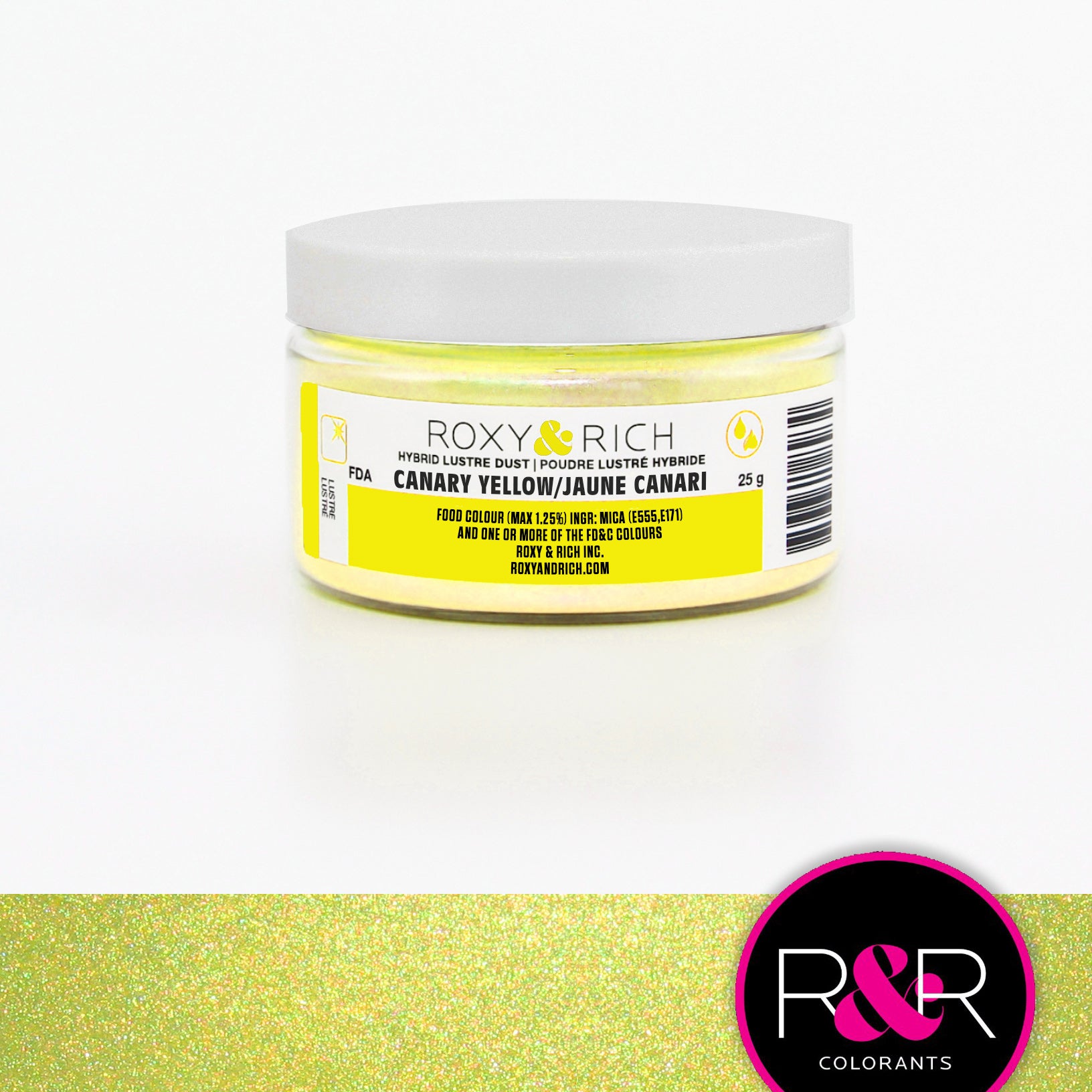 Hybrid Luster Dust Canary Yellow 25g  (#L25-012) - Papagino Foods Inc.