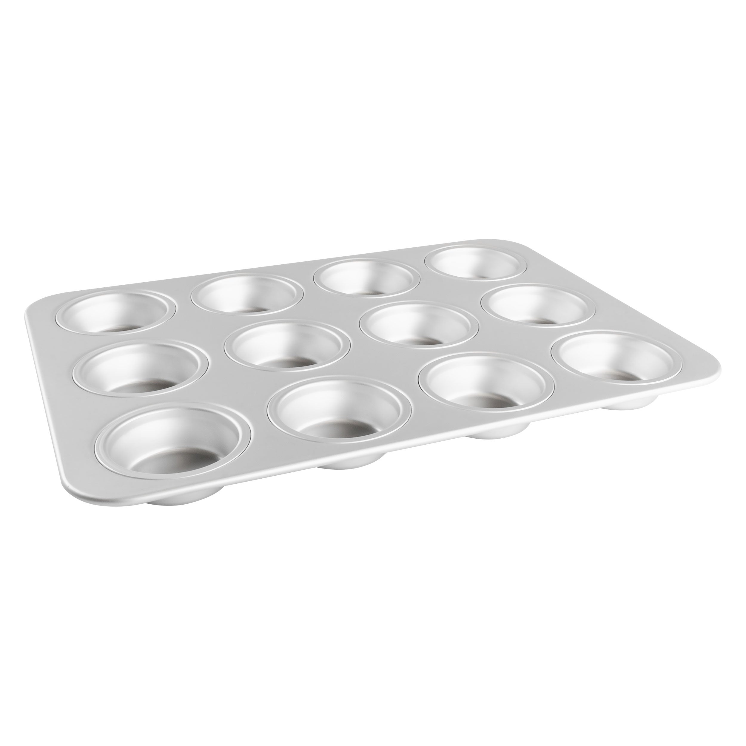 Fat Daddio, Anodized Aluminum, Muffin Pan, 12 Standard 2 7/8 in OD 2 in ID 1 1/4 in Deep (MFN-STD) - Papagino Foods Inc.