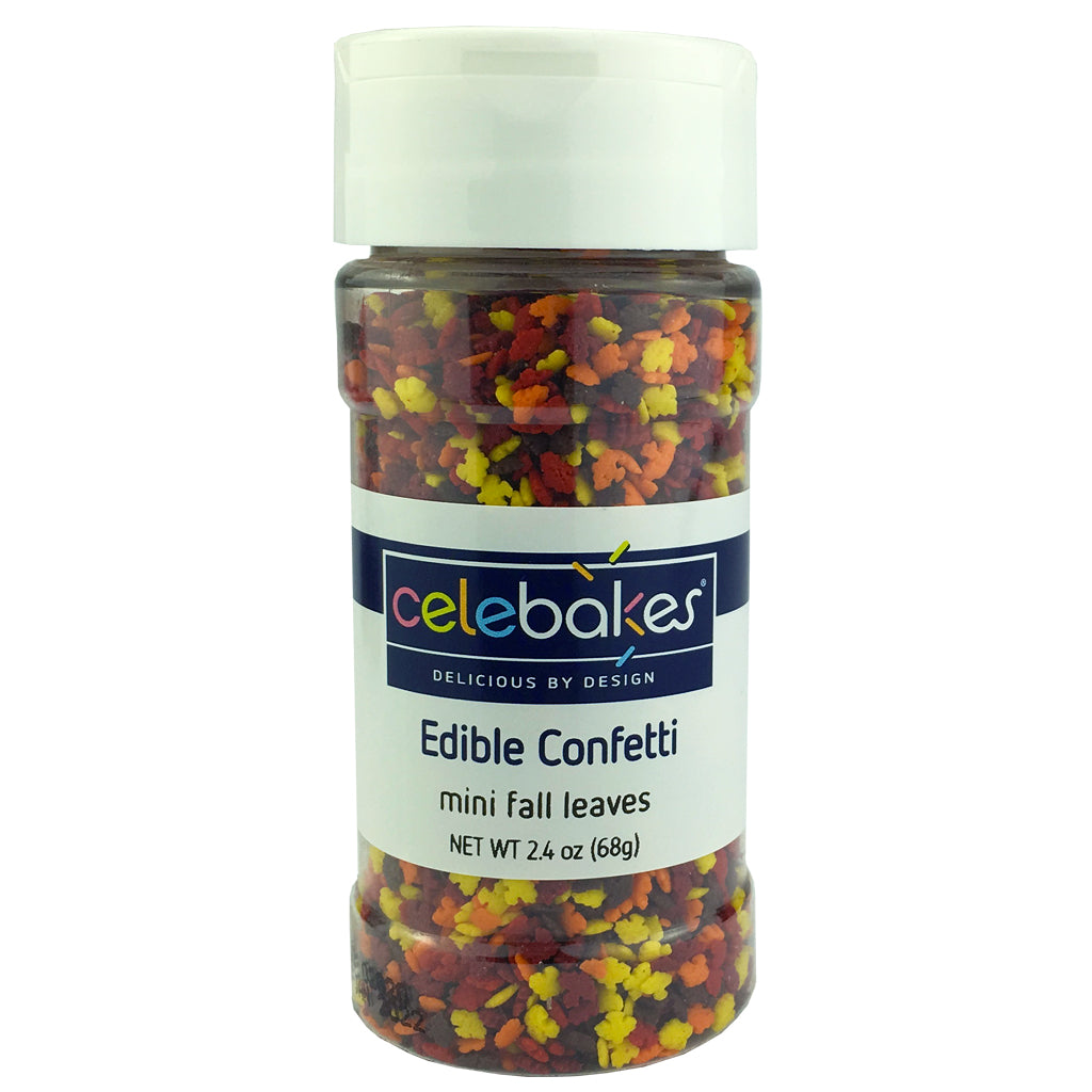 Mini Fall Leaves Edible Confetti, 2.4 oz (68 g) - Papagino Foods Inc.
