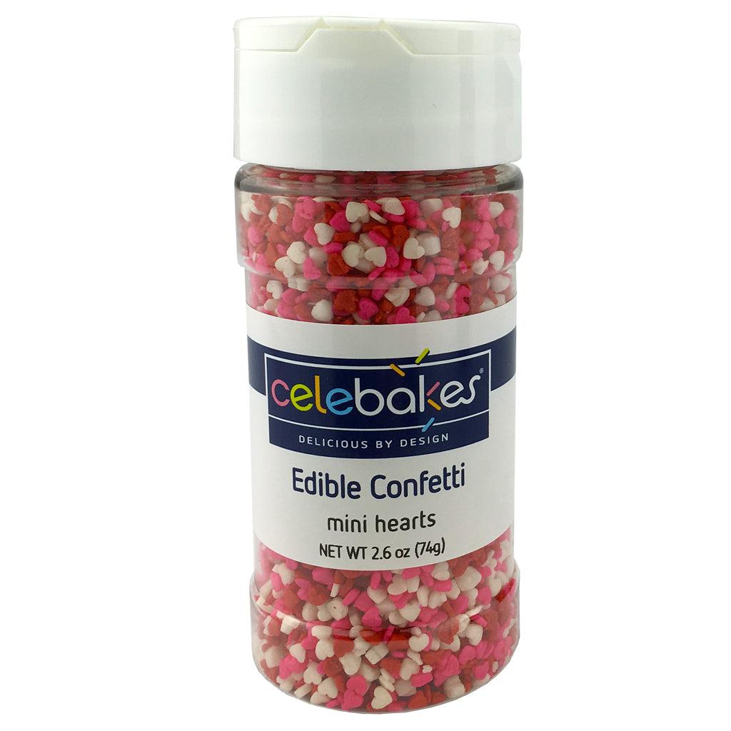 Mini Hearts Edible Confetti, 2.6 oz (74 g) - Papagino Foods Inc.