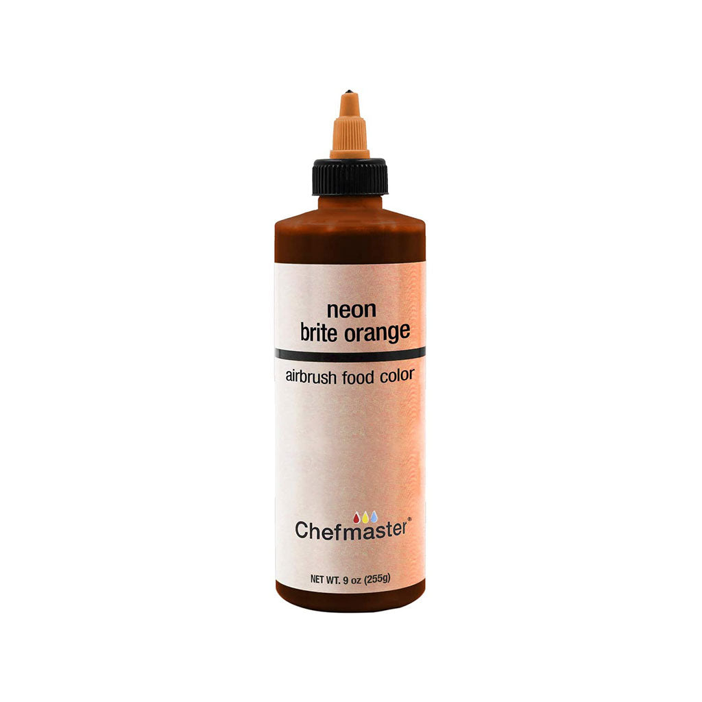 Chefmaster Neon Brite Orange Airbrush Food Coloring (# 3390) 9.0 OZ - Papagino Foods Inc.