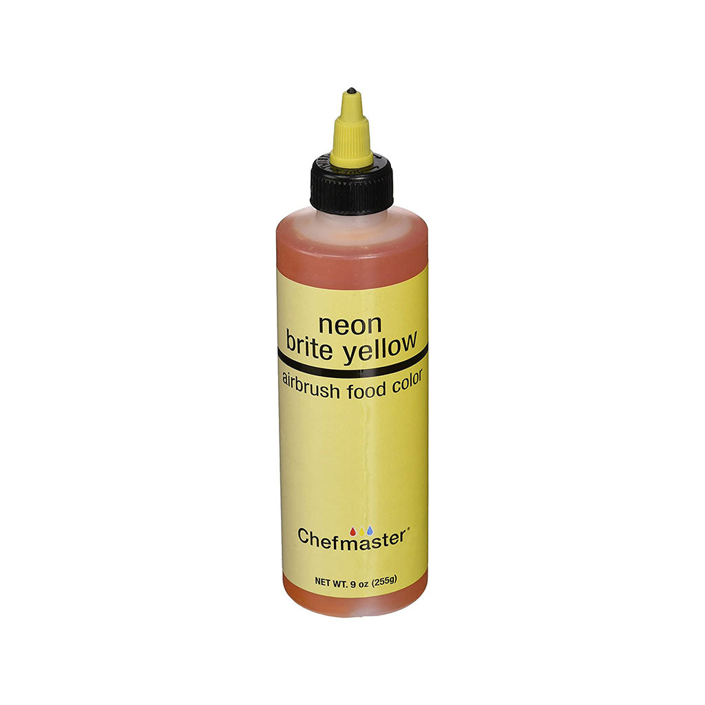 Chefmaster Neon Brite Yellow Airbrush Food Coloring (# 3395) 9.0 OZ - Papagino Foods Inc.