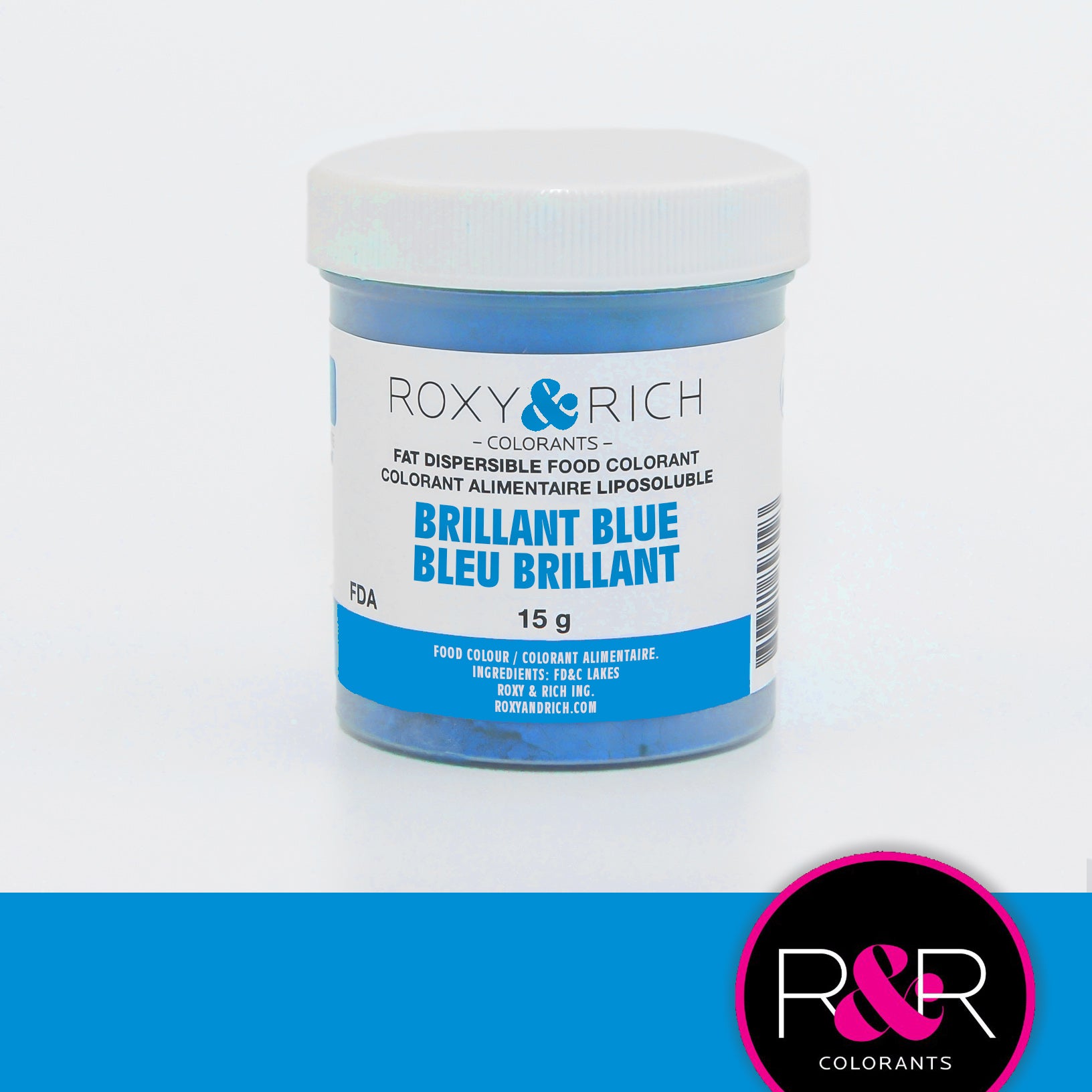 Roxy & Rich Fat Dispersible Dust Brilliant Blue (# P15-B05) - 15 G - Papagino Foods Inc.