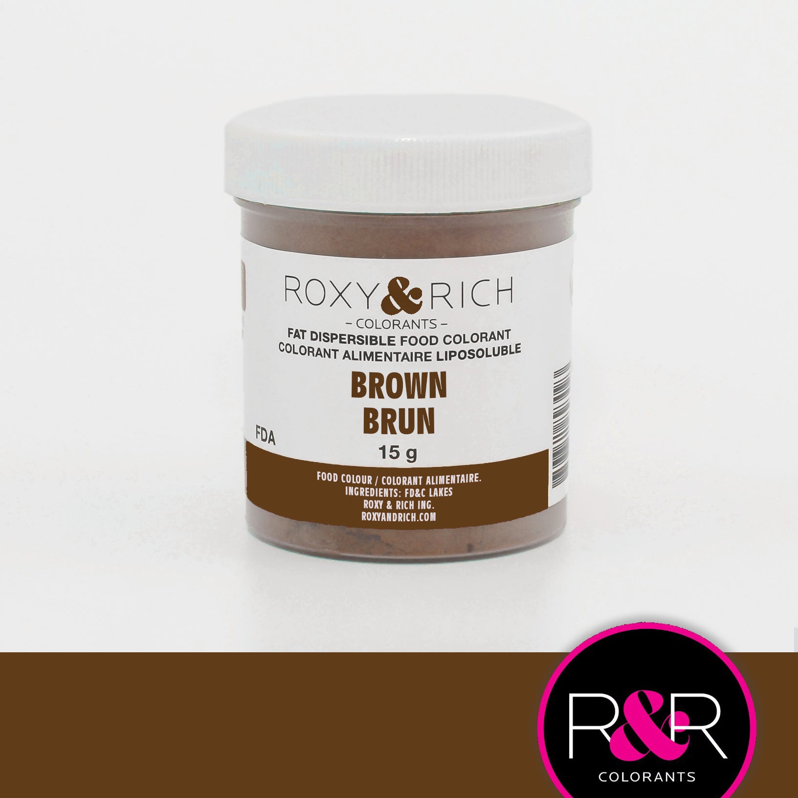 Roxy & Rich Fat Dispersible Dust Brown (# P15-B10) - 15 G - Papagino Foods Inc.