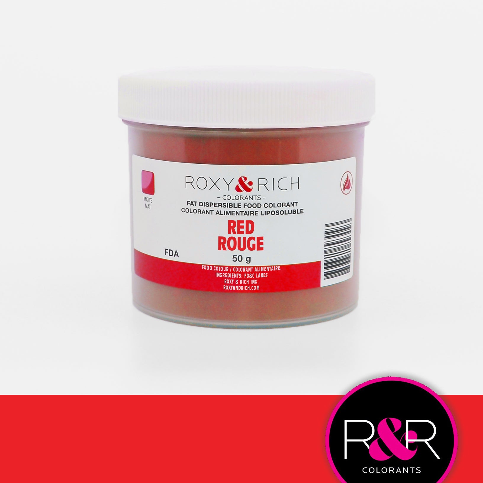 Roxy & Rich Fat Dispersible Dust Red (# P50-B03) - 50 G - Papagino Foods Inc.