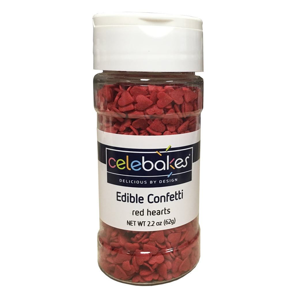Red Hearts Edible Confetti, 2.2 oz (62 g) - Papagino Foods Inc.