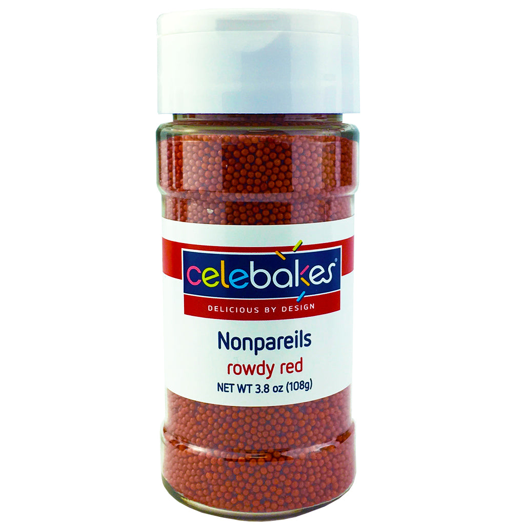 Celebakes Rowdy Red Nonpareils, 3.8 oz Product #7500-78520R - Papagino Foods Inc.