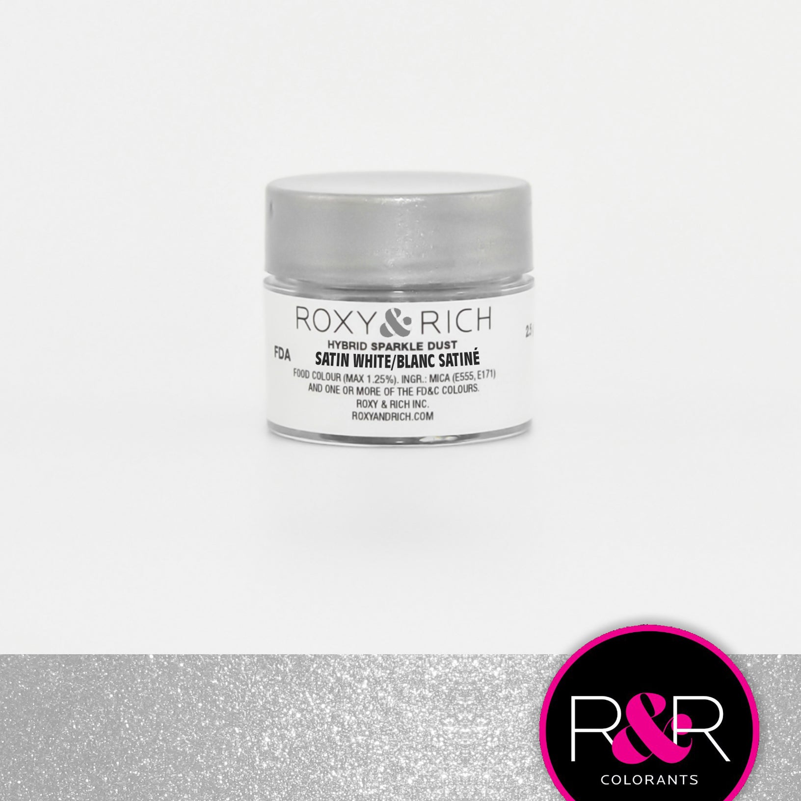 Roxy & Rich Hybrid Sparkle Dust Satin White (#S2-002) - 2.5 gm - Papagino Foods Inc.