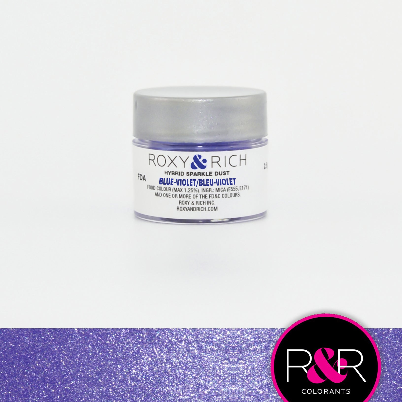 Roxy & Rich Hybrid Sparkle Dust Blue-Violet (#S2-004) - 2.5 gm - Papagino Foods Inc.