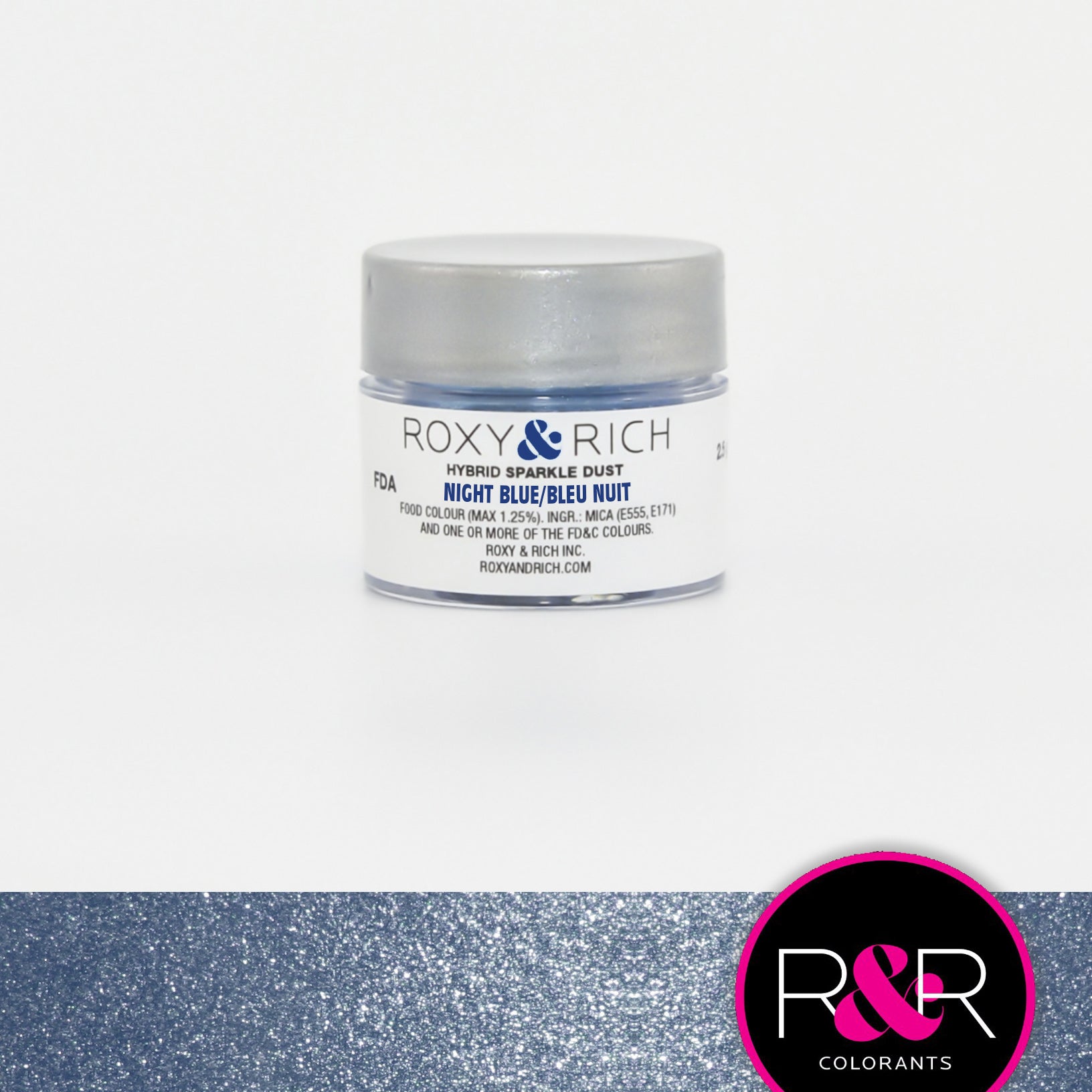 Roxy & Rich Hybrid Sparkle Dust Night Blue (#S2-006) - 2.5 gm - Papagino Foods Inc.