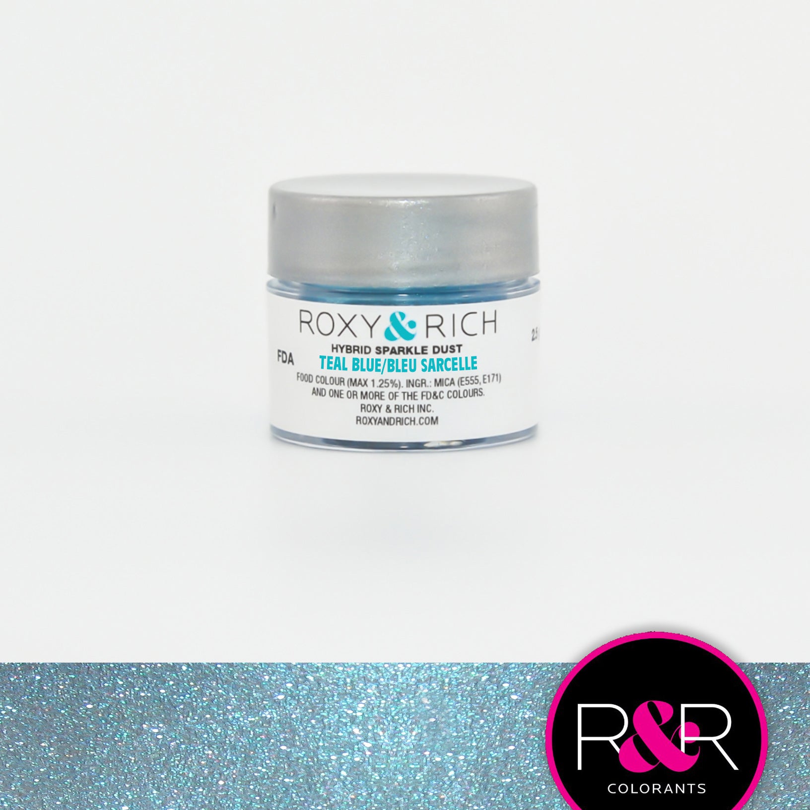 Roxy & Rich Hybrid Sparkle Dust Teal Blue (#S2-008) - 2.5 gm - Papagino Foods Inc.