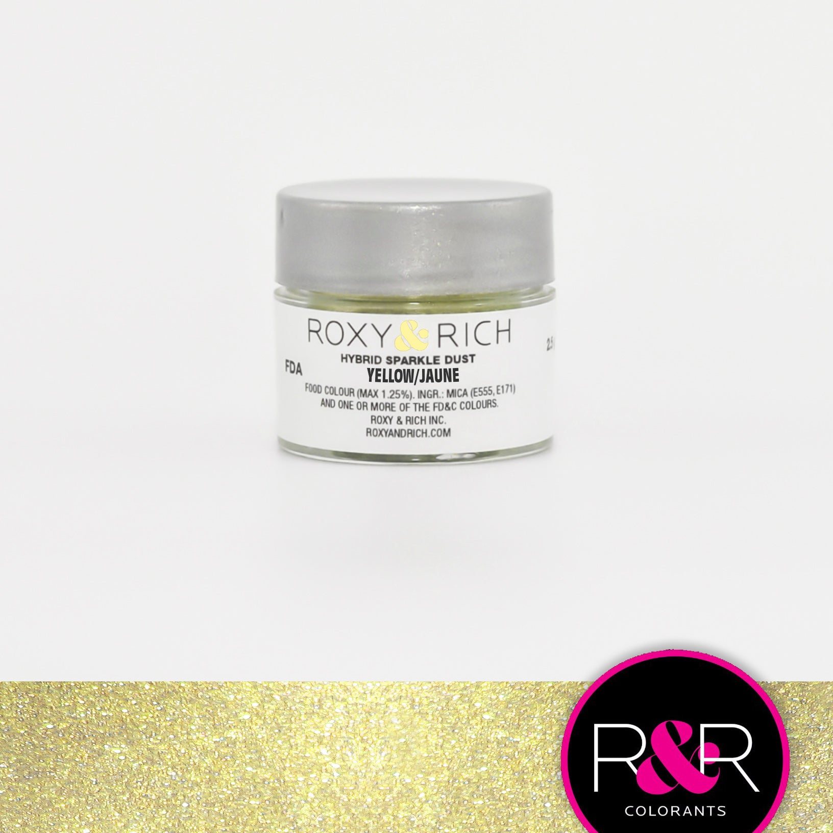 Roxy & Rich Hybrid Sparkle Dust Yellow (#S2-013) - 2.5 gm - Papagino Foods Inc.