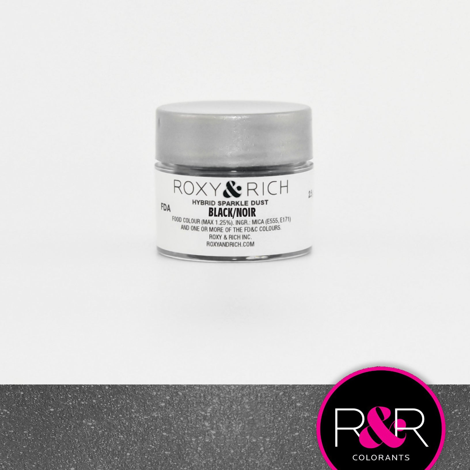 Roxy & Rich Hybrid Sparkle Dust Black (#S2-014) - 2.5 gm - Papagino Foods Inc.
