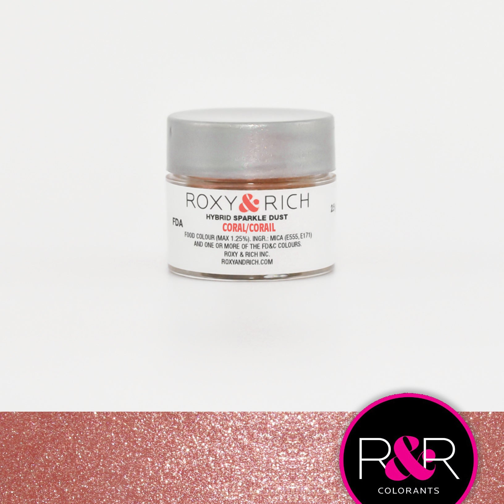 Roxy & Rich Hybrid Sparkle Dust Coral (#S2-015) - 2.5 gm - Papagino Foods Inc.