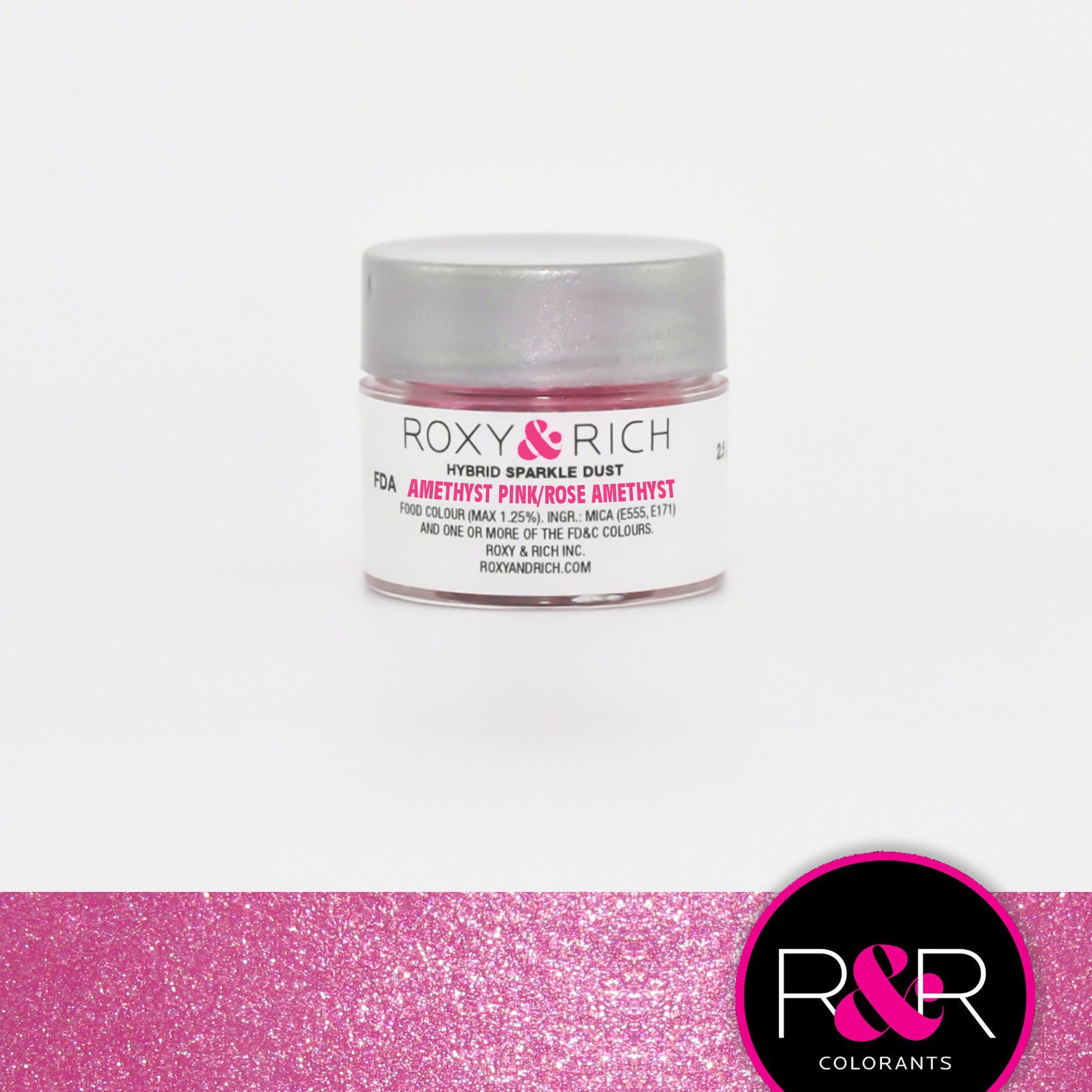 Roxy & Rich Hybrid Sparkle Dust Amethyst Pink (#S2-021) - 2.5 gm - Papagino Foods Inc.